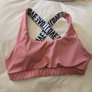 SHEIN Pink Sports Bra with Cross-Back Straps